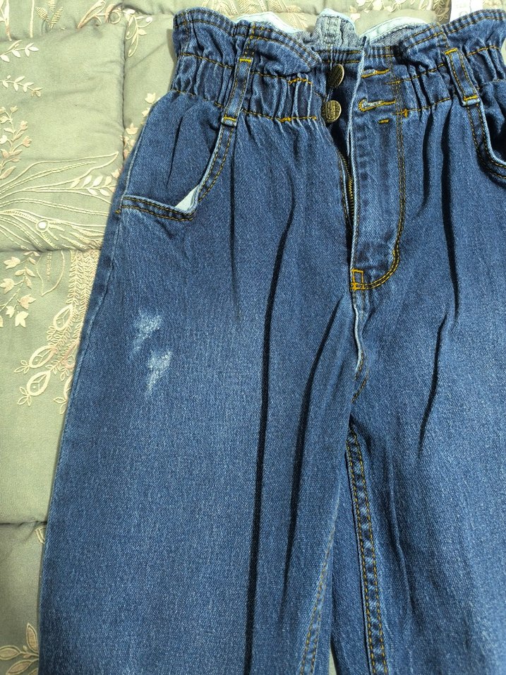 Kadın Mavi Bol Kesim Midi Denim Jean - Görsel 2