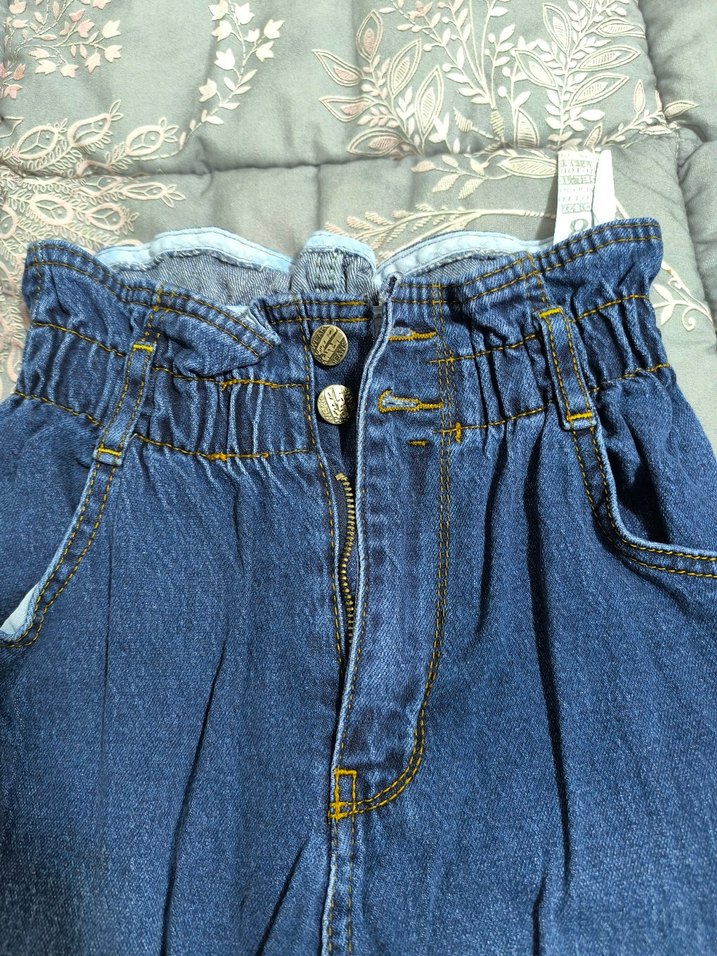 Kadın Mavi Bol Kesim Midi Denim Jean - Görsel 3