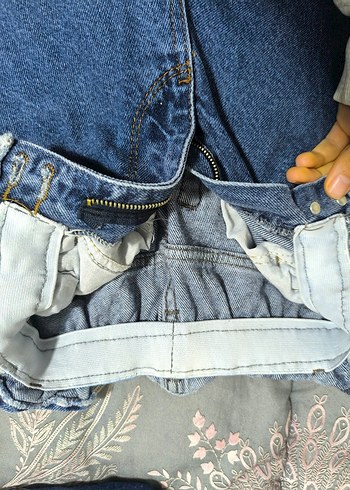 Kadın Mavi Bol Kesim Midi Kot Pantolon - Görsel 5