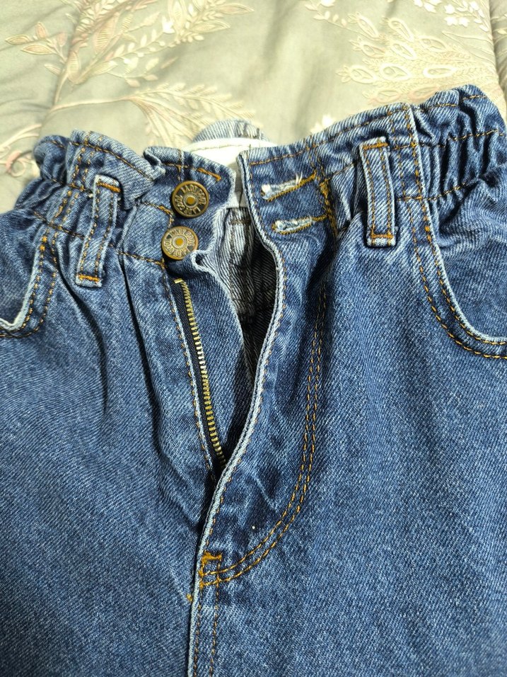 Kadın Mavi Bol Kesim Midi Kot Pantolon - Görsel 3