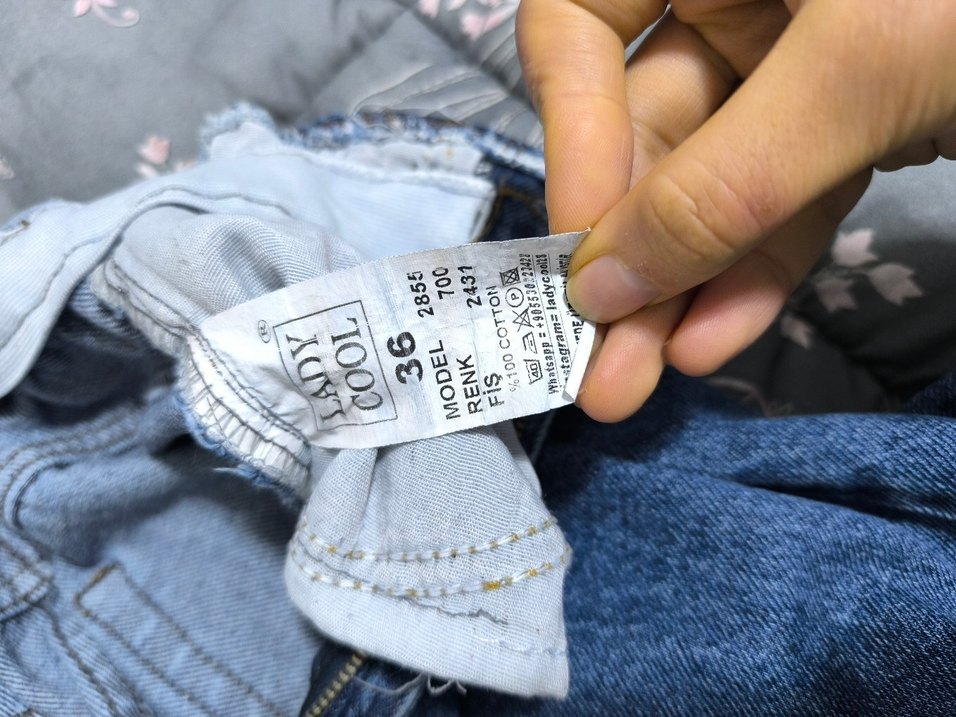 Kadın Mavi Bol Kesim Midi Kot Pantolon - Görsel 4