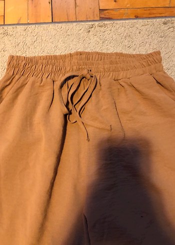 m Beden kahverengi Renk Bej Rahat Kesim Keten Kadın Pantolon