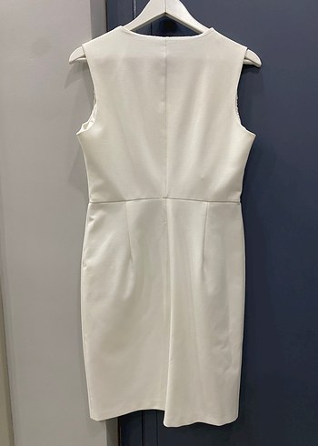 Beyaz Midi Kolsuz Ofis Elbisesi - Görsel 2