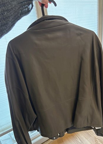 Kadın Kahverengi Deri Ceket Yüksek Yakalı - Görsel 2