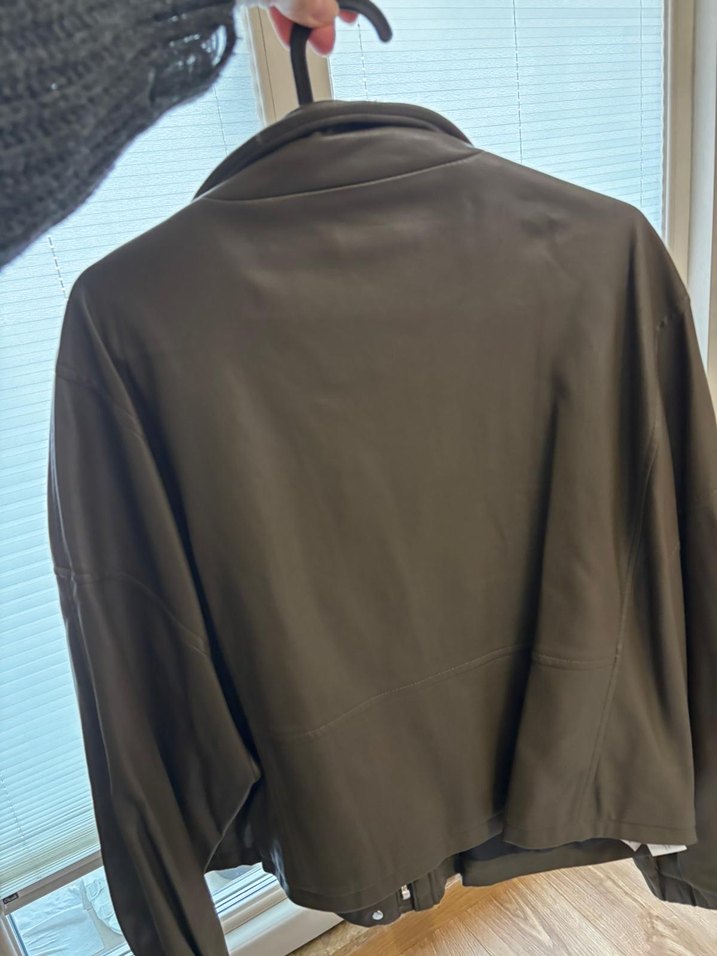 Kadın Kahverengi Deri Ceket Yüksek Yakalı - Görsel 2