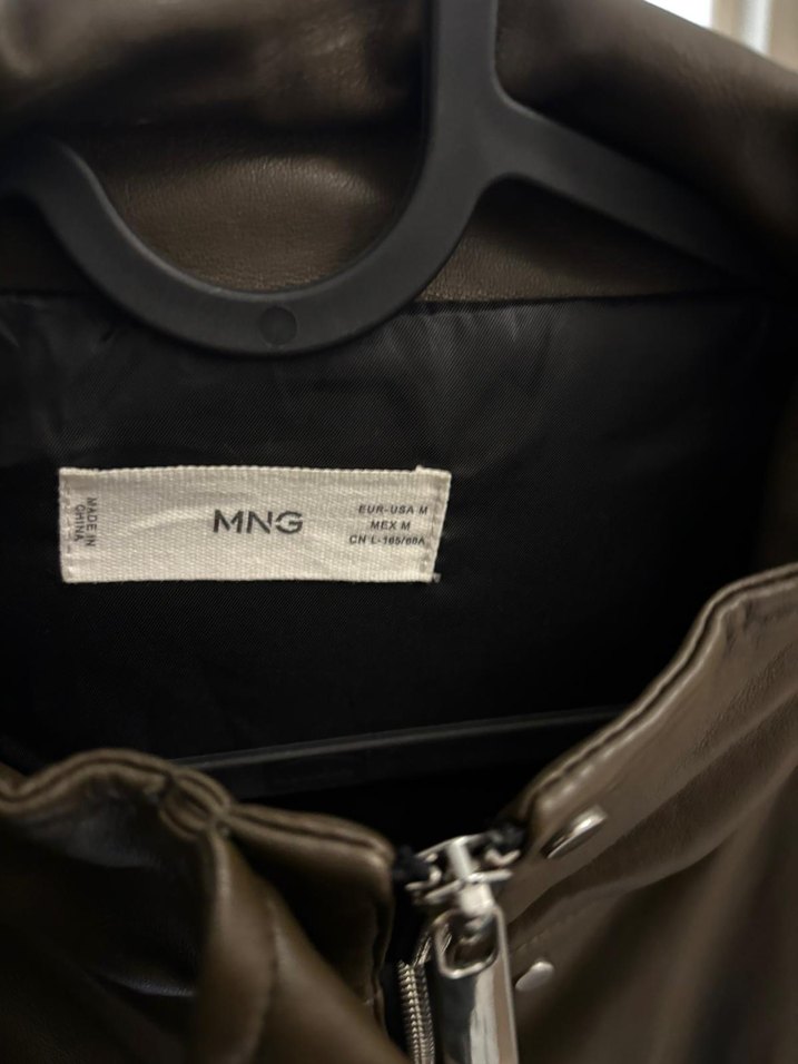 Kadın Kahverengi Deri Ceket Yüksek Yakalı - Görsel 4