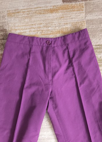 Mor Midi Kadın Kumaş Pantolon - Görsel 5