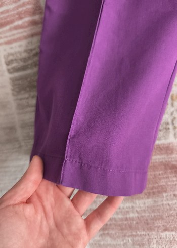 Mor Midi Kadın Kumaş Pantolon - Görsel 4