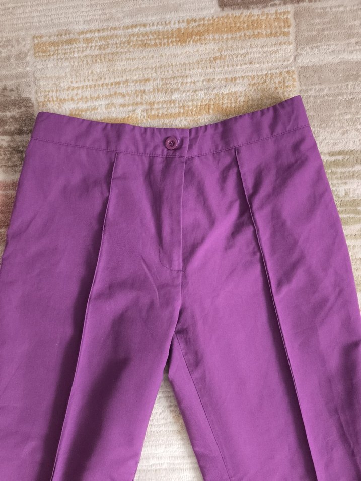 Mor Midi Kadın Kumaş Pantolon - Görsel 5