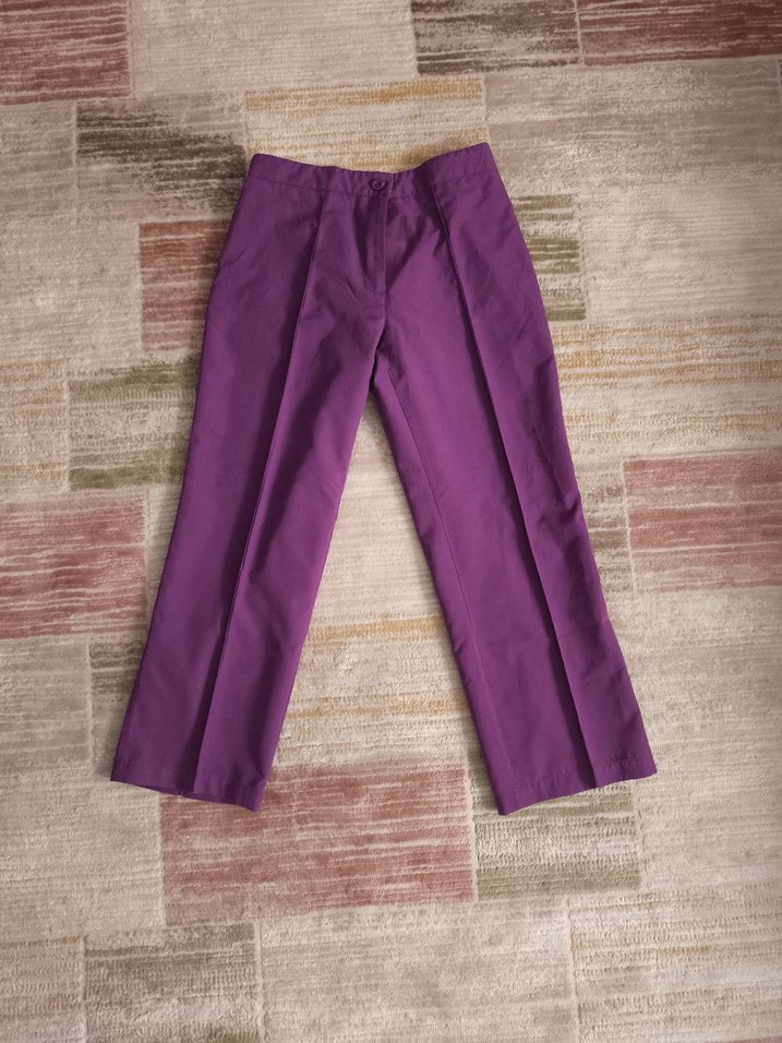 Mor Midi Kadın Kumaş Pantolon - Görsel 2