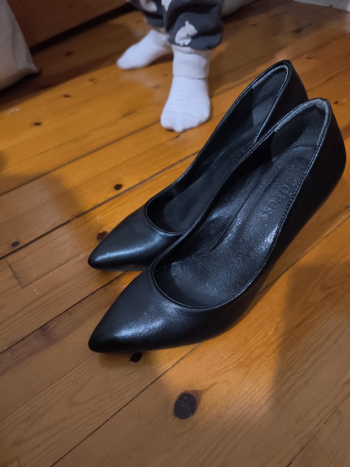 Siyah Stiletto Topuklu Kadın  Ayakkabı - Görsel 5