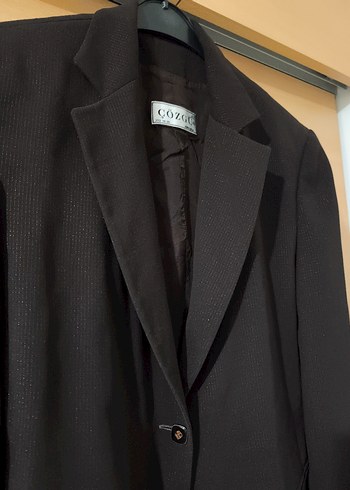 Kadın Kahverengi simli şık Midi Blazer - Görsel 4