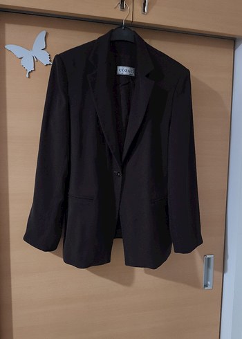 Kadın Kahverengi simli şık Midi Blazer - Görsel 3