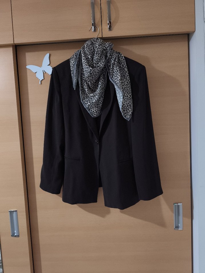 Kadın Kahverengi simli şık Midi Blazer - Görsel 2