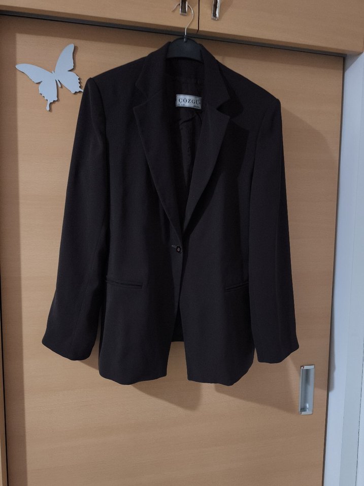 Kadın Kahverengi simli şık Midi Blazer - Görsel 3