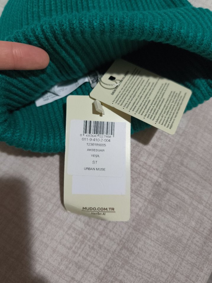 Kadın Turkuaz Örgü Yün Bere - Görsel 5