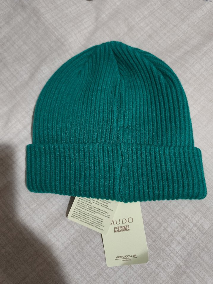 Kadın Turkuaz Örgü Yün Bere - Görsel 2