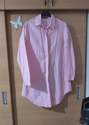 Pudra Pembe Uzun Kollu bayan Gömlek - Görsel 2