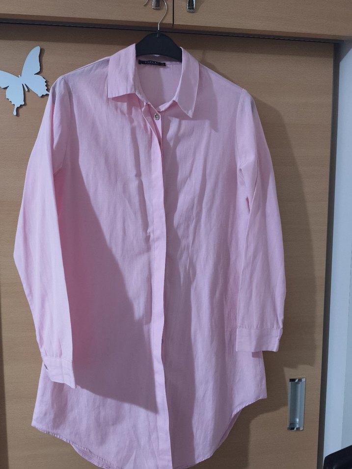 Pudra Pembe Uzun Kollu bayan Gömlek - Görsel 4