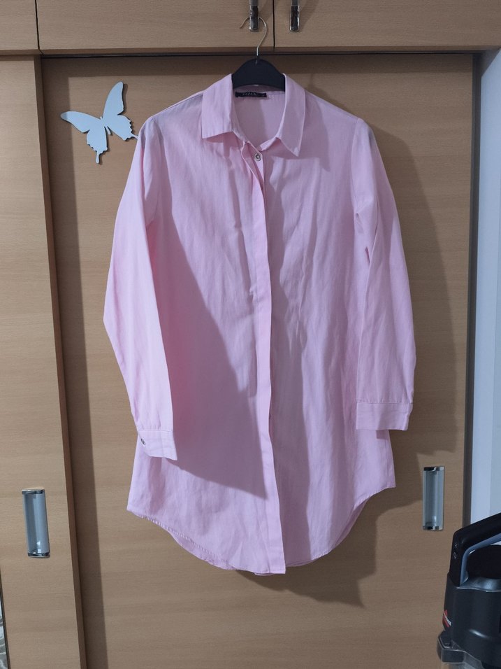 Pudra Pembe Uzun Kollu bayan Gömlek - Görsel 2