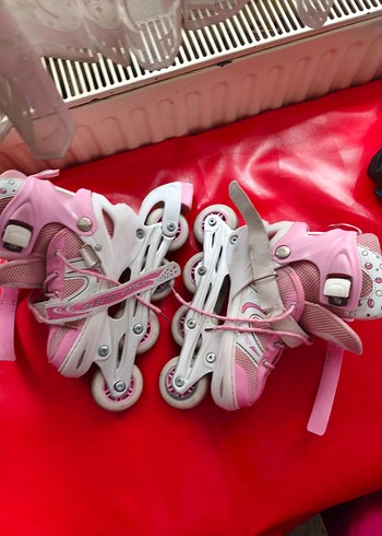 Pembe Bağcıklı Kız Çocuk Sneakers paten - Görsel 9