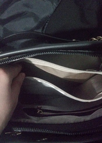 Zincir Detaylı Siyah Deri Kadın Çanta - Görsel 4