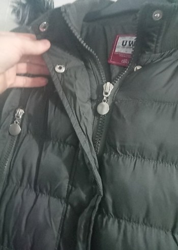 koyu askeri yeşil Fermuarlı Uzun Kadın Kışlık Mont - Görsel 3