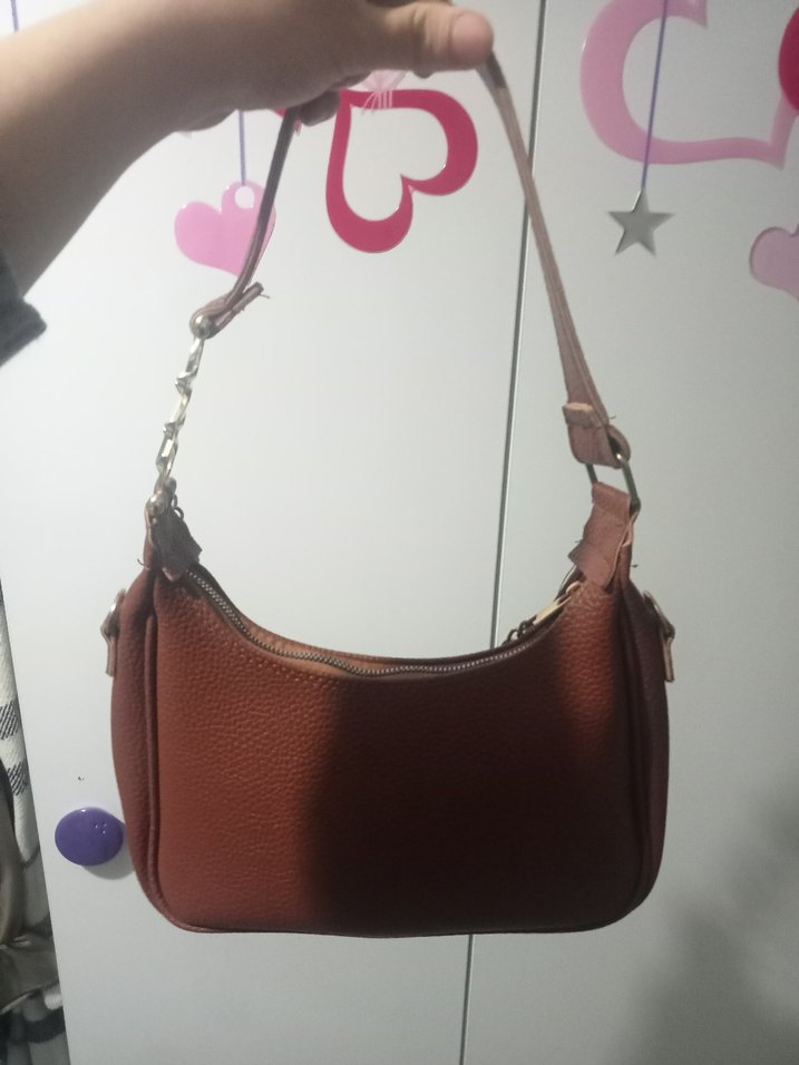 Zincir Detaylı Kahverengi Deri Kadın Çanta - Görsel 2