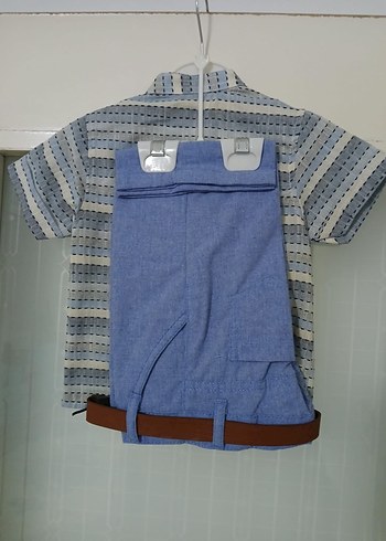 Erkek Çocuk Mavi Çizgili Kısa Kollu Gömlek - Görsel 2