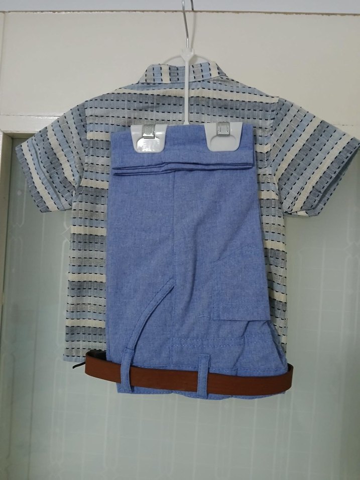 Erkek Çocuk Mavi Çizgili Kısa Kollu Gömlek - Görsel 2