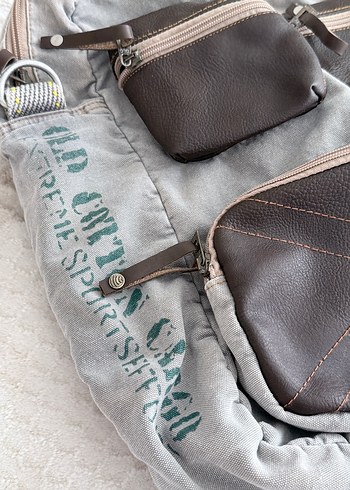 Old Cotton Cargo Denim-Deri Orijinal Çanta - Görsel 2