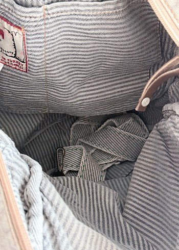 Old Cotton Cargo Denim-Deri Orijinal Çanta - Görsel 8