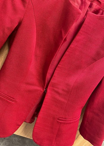 xs Beden Düğmeli Kırmızı Kadın Blazer Ceket