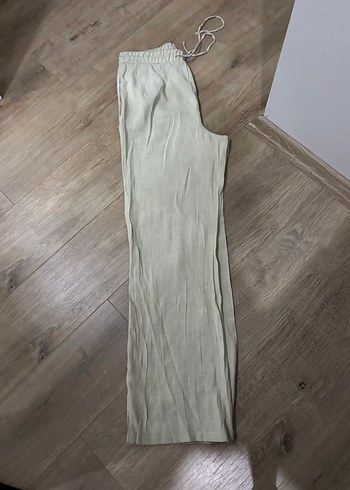 Bej Bol Kesim Keten Kadın Pantolon - Görsel 5