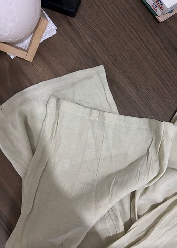 Bej Bol Kesim Keten Kadın Pantolon - Görsel 3