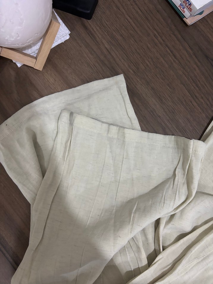 Bej Bol Kesim Keten Kadın Pantolon - Görsel 3