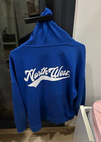 Kadın Mavi Fermuarlı Sweatshirt hırka - Görsel 2