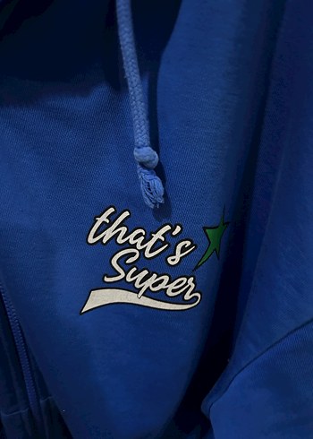 Kadın Mavi Fermuarlı Sweatshirt hırka - Görsel 5