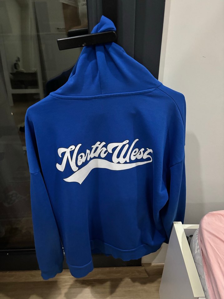 Kadın Mavi Fermuarlı Sweatshirt hırka - Görsel 2