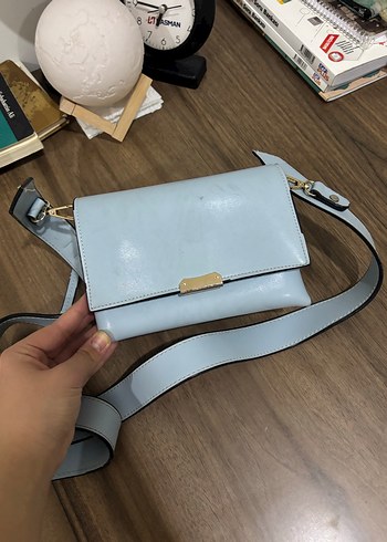 Mavi Deri Kadın Çanta Tokalı - Görsel 4