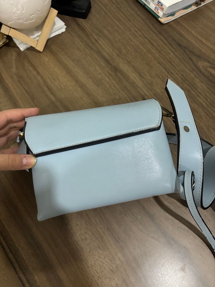 Mavi Deri Kadın Çanta Tokalı - Görsel 2