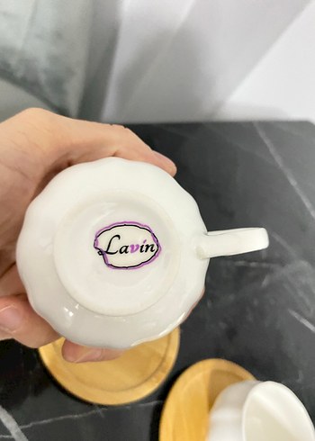 Beyaz Fincan ve Ahşap Altlık Seti - Görsel 2