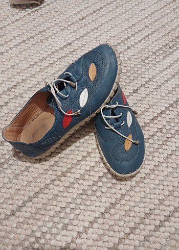 Mavi Bağcıklı Kadın Günlük Ayakkabı - Görsel 2