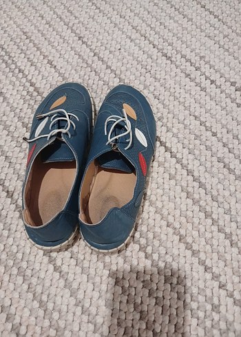 Mavi Bağcıklı Kadın Günlük Ayakkabı - Görsel 5