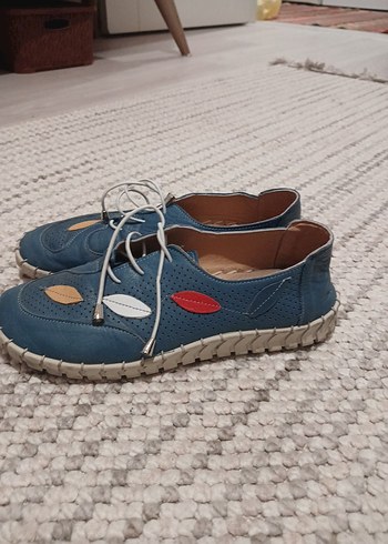 Mavi Bağcıklı Kadın Günlük Ayakkabı - Görsel 4