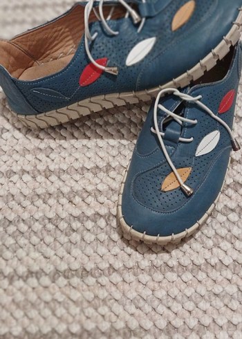 Mavi Bağcıklı Kadın Günlük Ayakkabı - Görsel 6