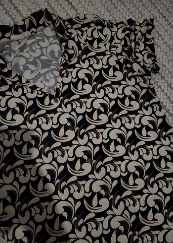 Desenli V Yaka Penye Kadın Elbise - Görsel 7