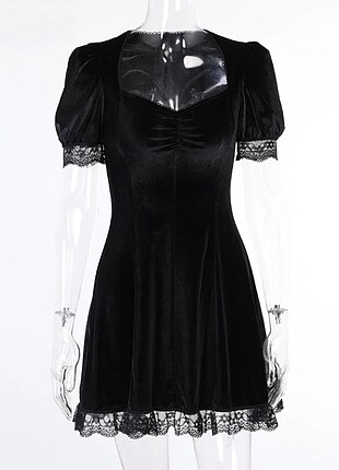 Killstar ithal gotik kadife kısa elbise