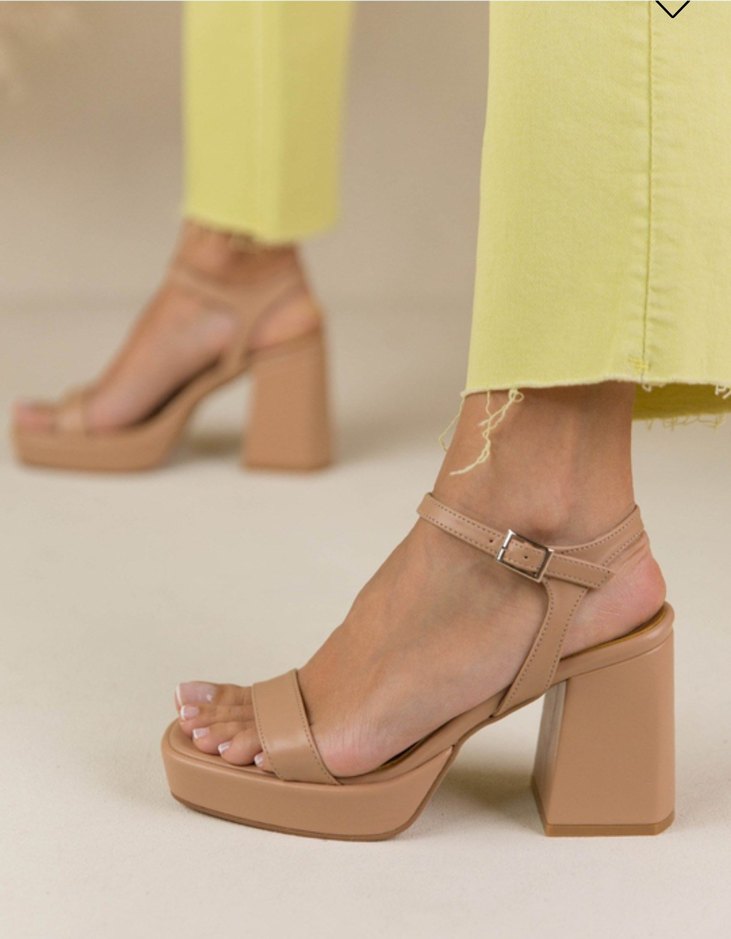 Ten rengi Platform Topuklu Sandalet - Görsel 2