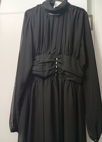 Siyah Uzun Drapeli Gotik Kadın Elbise